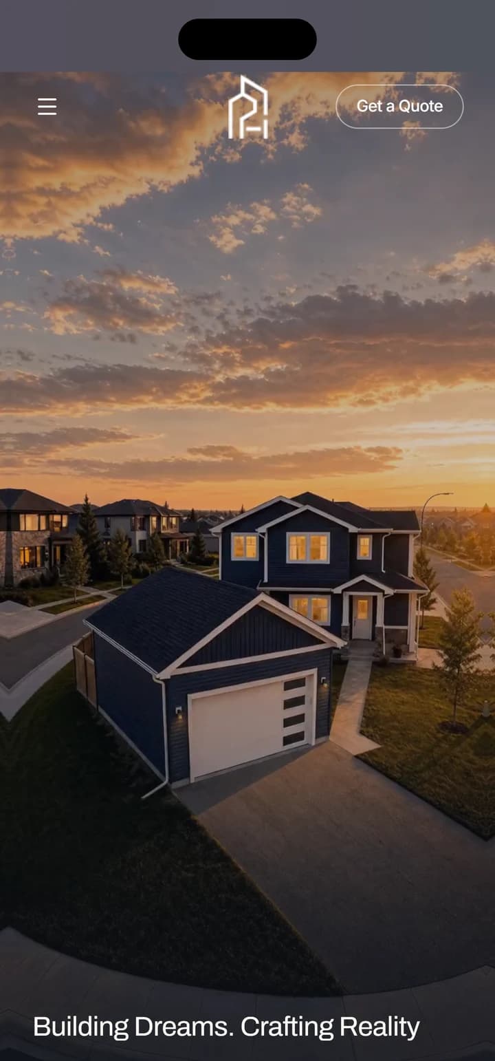 Pama Homes's new website on a phone